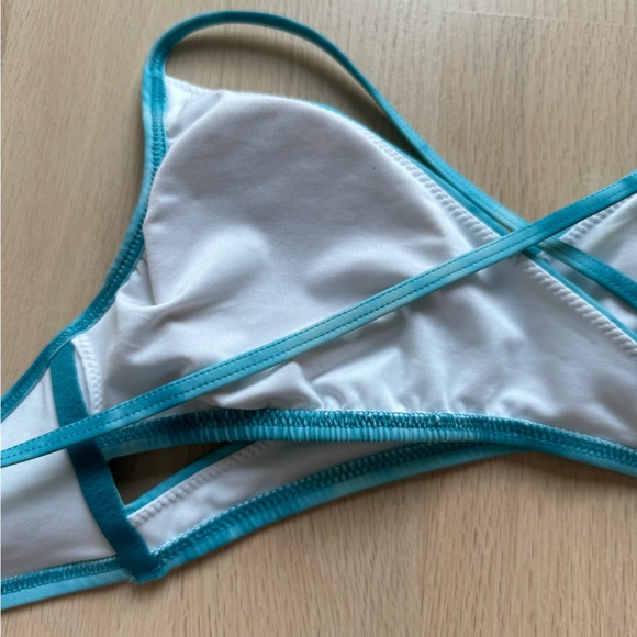 Blue Tie-Dye Women's Swim Top - Picture 11 of 12